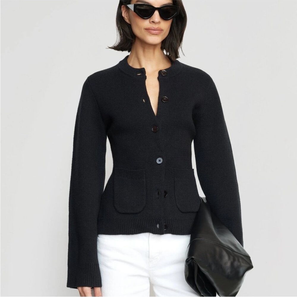 Modern Citizen Eames Organic Cotton-Wool Black Minimalist Cardigan Sweater M - Picture 6 of 14